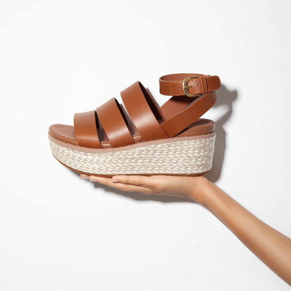 Fitflop Womens Wedge - Eloise Espadrille Sandals - Brown - 093-GWAXZR